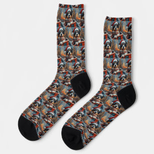 Australian Shepherd Dog Roller Coaster Christmas Socks