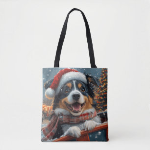 Australian Shepherd Dog Roller Coaster Christmas Tote Bag