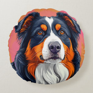 🐶 Australian Shepherd Dog Round Decor 🏡 Pillow