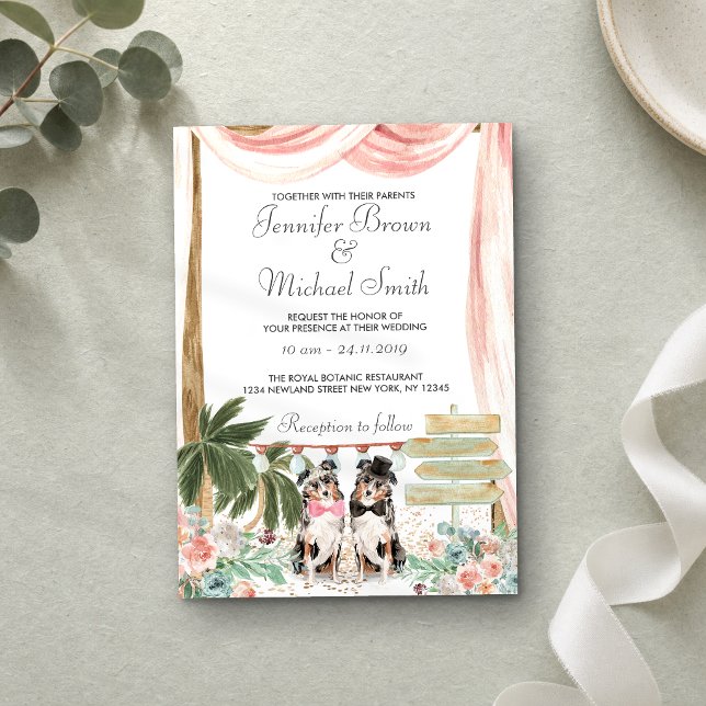 Australian Shepherd Dog Rustic Invitation (Creator Uploaded)