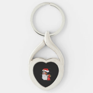 Australian Shepherd Dog Santa Hat Christmas Keychain