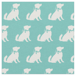 Australian Shepherd Dog Silhouette Pet Aussie Teal Fabric