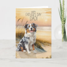 Australian Shepherd Dog Sunset Beach Father's Day