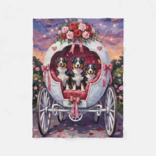 Australian Shepherd Dog Valentine's Day  Fleece Blanket