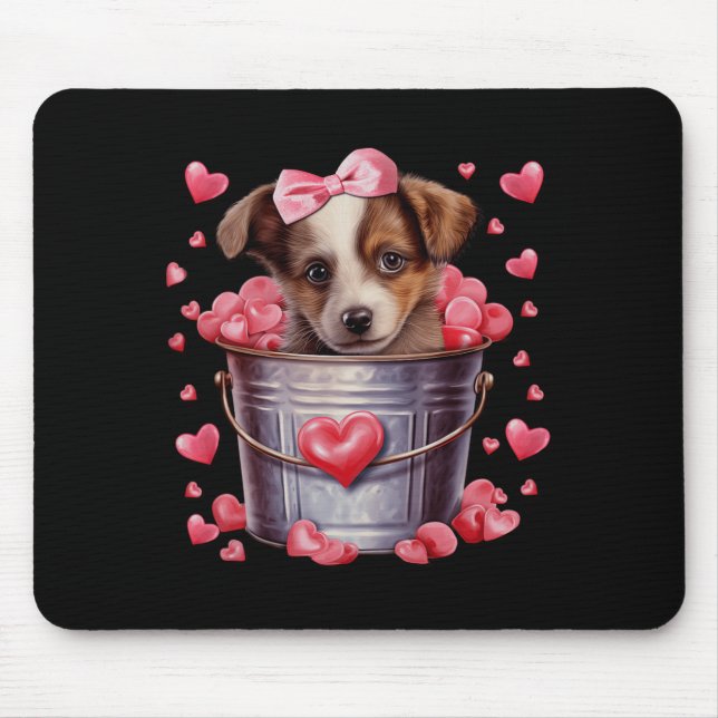 Australian Shepherd Dog Valentines Puppy Love Hear Mouse Pad (Front)