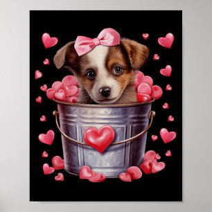Australian Shepherd Dog Valentines Puppy Love Hear Poster