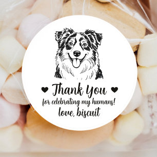 Australian Shepherd Dog Wedding Favour Stickers