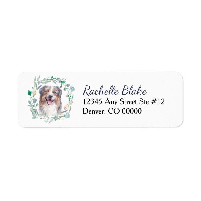 Australian Shepherd Dog Wreath Return Address (Front)
