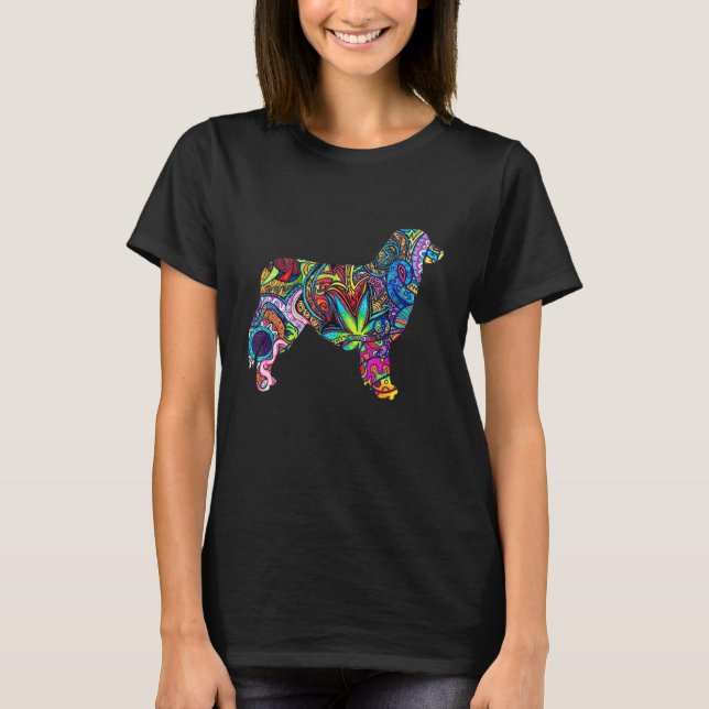 Australian Shepherd Dogs Colourful Abstract T-Shirt (Front)