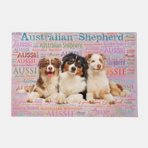 Australian Shepherd dogs on Word Cloud 2 Doormat