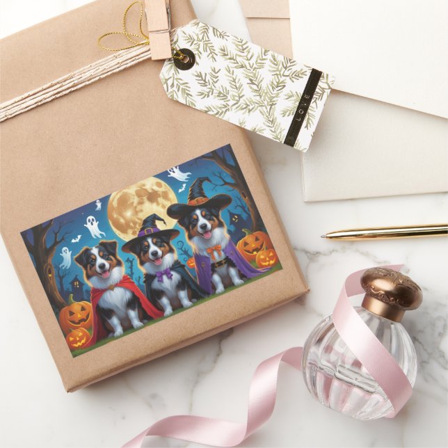 Australian Shepherd Dogs Pumpkin Halloween Funny Sticker (Gifting)