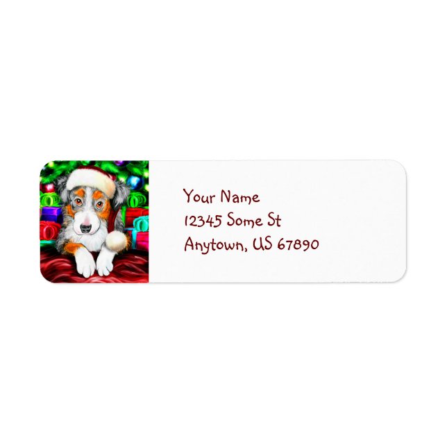Australian Shepherd Étiquettes de Noël (Devant)