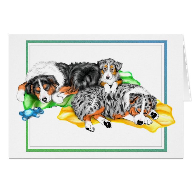 Australian Shepherd Family Nap Card (Front Horizontal)