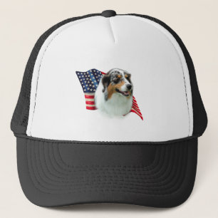 Australian Shepherd Flag Trucker Hat