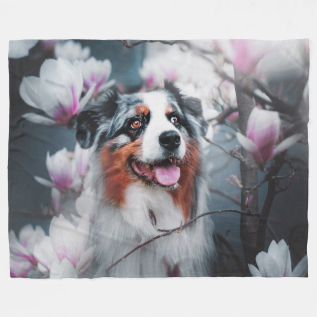 AUSTRALIAN SHEPHERD FLEECE BLANKET (Front (Horizontal))