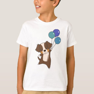 Australian Shepherd Flies With Balloons Cute T-Shirt