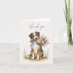 Australian Shepherd Flower Bouquet Thank You Card