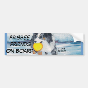 Australian Shepherd Frisbee Dog "Yippee" Painting Bumper Sticker