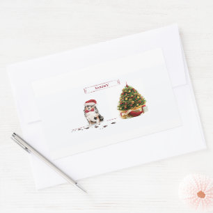 Australian Shepherd Funny Christmas Dog with Tree Sticker