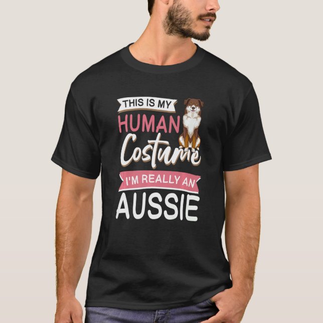 Australian Shepherd Halloween Dog Aussie T-Shirt (Front)