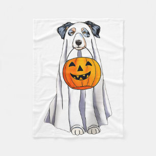 Australian Shepherd Halloween Funny Ghost Costume Fleece Blanket