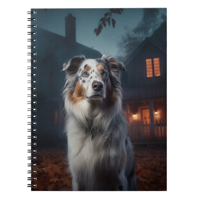 Australian Shepherd Halloween Scary Notebook (Front)