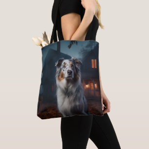 Australian Shepherd Halloween Scary Tote Bag