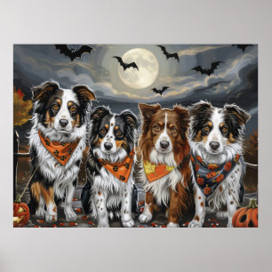 Australian Shepherd Halloween Spooky  Poster