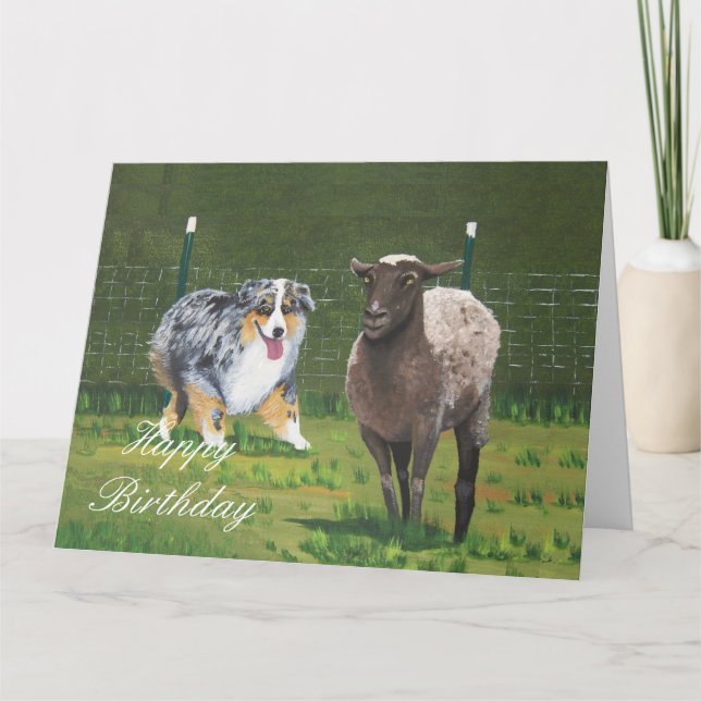 Australian Shepherd Happy Birthday Big Card (Front)