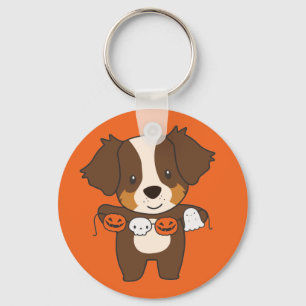 Australian Shepherd Happy Halloween Dog Costume Ke Keychain