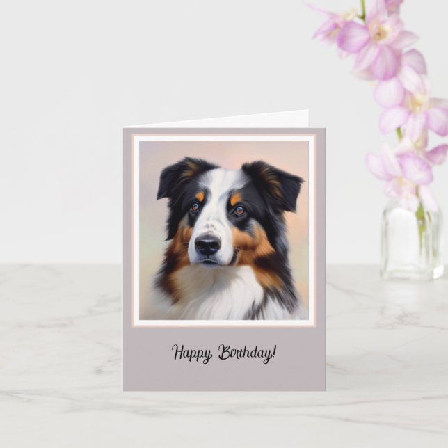 Australian Shepherd Head -  Card (Orchid)