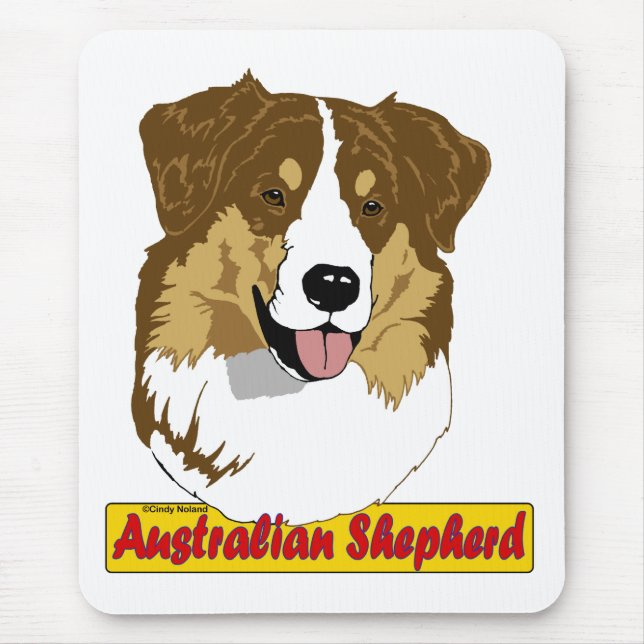 Australian Shepherd head- red tri coloured Mouse Pad (Front)
