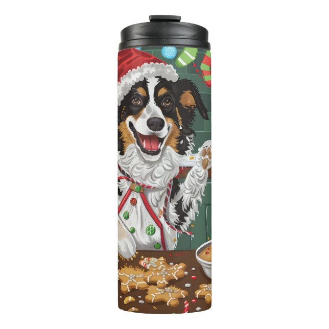 Australian Shepherd Holiday Baking Christmas Thermal Tumbler (Front)