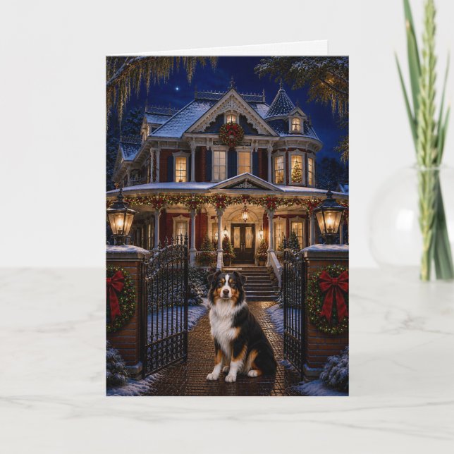 Australian Shepherd Holiday  Card (Front)
