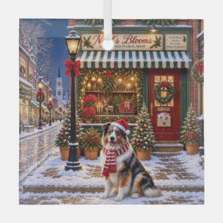 Australian Shepherd Holiday Glass Ornament