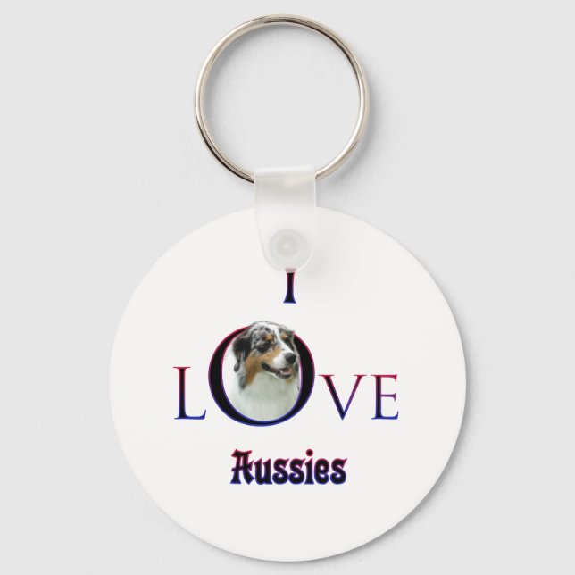 Australian Shepherd I Love Keychain (Front)