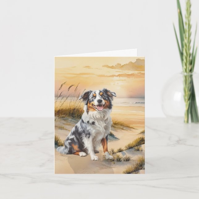 Australian Shepherd in a Beach Cove (Devant)