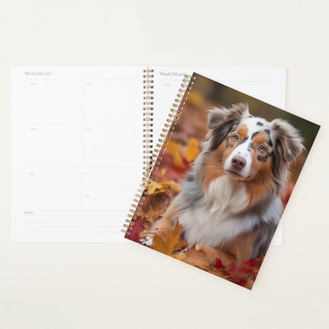 Australian Shepherd  in Autumn Leaves Fall Inspire Planner (Display)