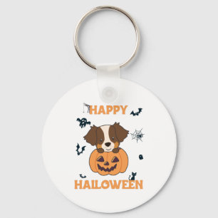 Australian Shepherd In Pumpkin Cute Happy Keychain