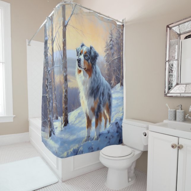 Australian Shepherd Let It Snow Christmas  (In Situ)