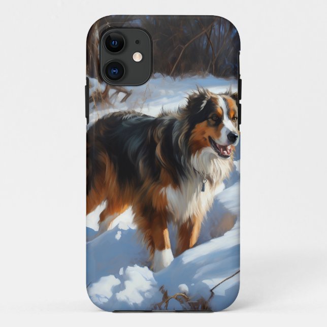 Australian Shepherd Let It Snow Christmas Case-Mate iPhone Case (Back)
