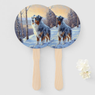 Australian Shepherd Let It Snow Christmas  Hand Fan