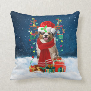 Australian Shepherd Let it snow Christmas Holidays Throw Pillow