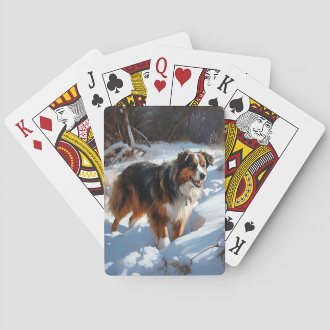 Australian Shepherd Let It Snow Christmas Playing Cards (Back)