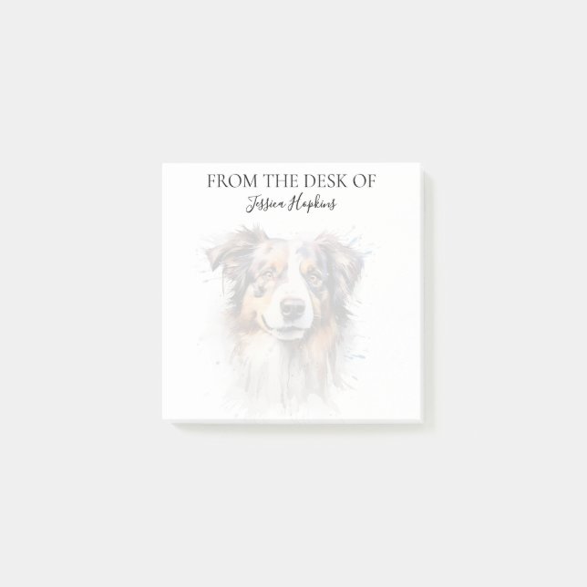 Australian Shepherd Lover Monogrammed Dog Post-it Notes (Front)