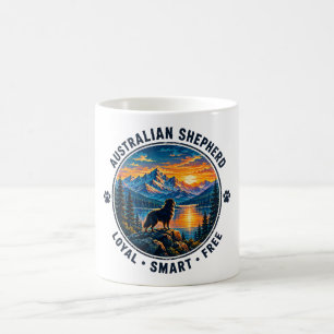 Australian Shepherd Loyal Smart Free Mountain Suns Coffee Mug