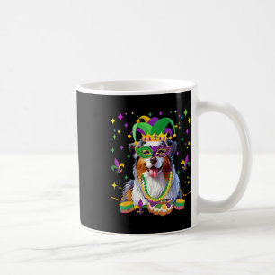 Australian Shepherd Mardi Gras Masked Beads Owner  Coffee Mug