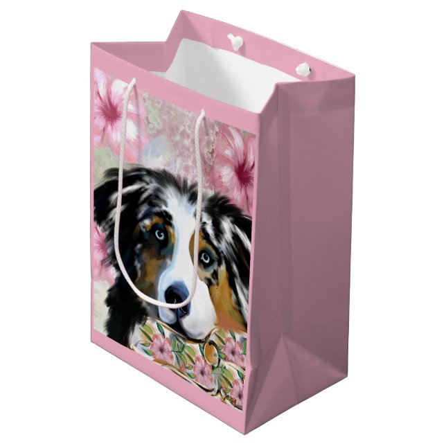AUSTRALIAN SHEPHERD MEDIUM GIFT BAG (Front Angled)