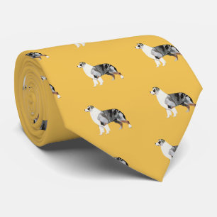 Australian Shepherd Mens double-sided printNecktie Tie