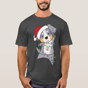 Australian Shepherd Merry Christmas Fairy Lights D T-Shirt